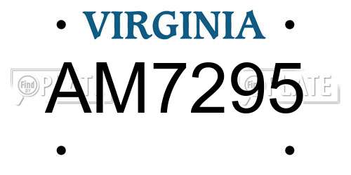 AM7295 Virginia License Plate
