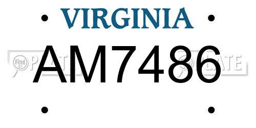 AM7486 Virginia License Plate