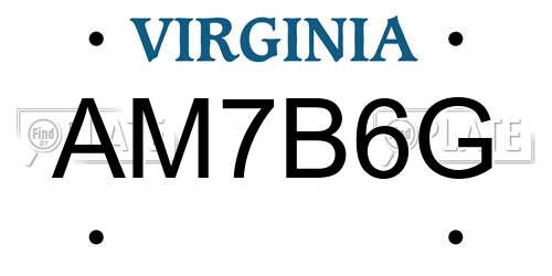 AM7B6G Virginia License Plate