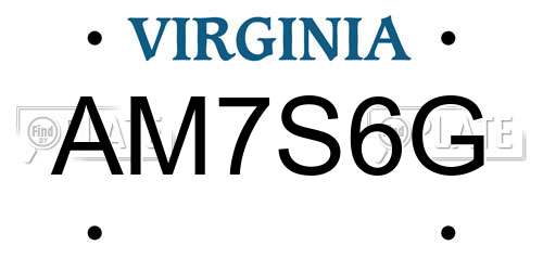 AM7S6G Virginia License Plate