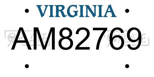 AM82769 Virginia License Plate