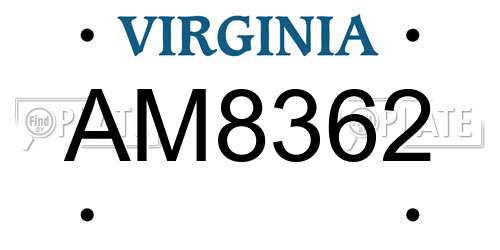AM8362 Virginia License Plate