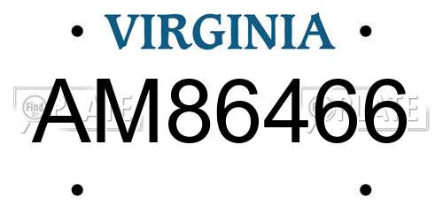 AM86466 Virginia License Plate