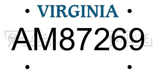 AM87269 Virginia License Plate