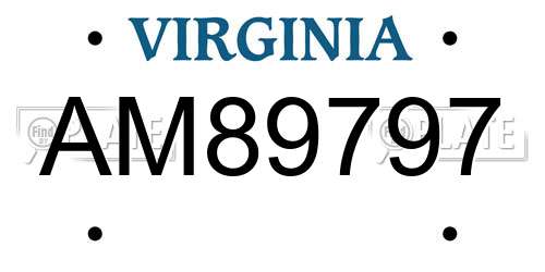 AM89797 Virginia License Plate
