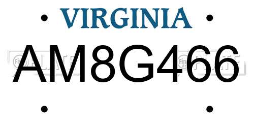 AM8G466 Virginia License Plate