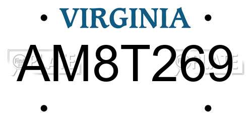 AM8T269 Virginia License Plate
