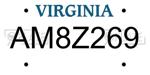 AM8Z269 Virginia License Plate