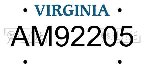 AM92205 Virginia License Plate