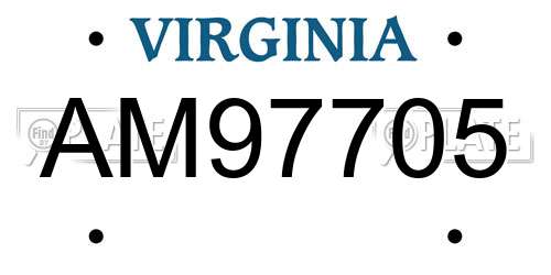 AM97705 Virginia License Plate