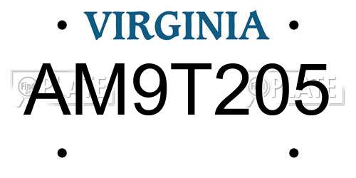 AM9T205 Virginia License Plate