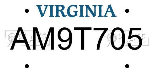 AM9T705 Virginia License Plate