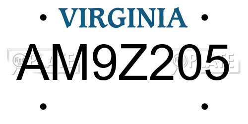 AM9Z205 Virginia License Plate