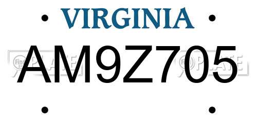 AM9Z705 Virginia License Plate