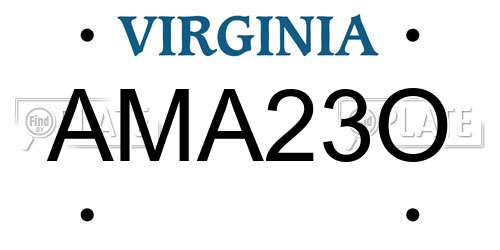 AMA23O Virginia License Plate