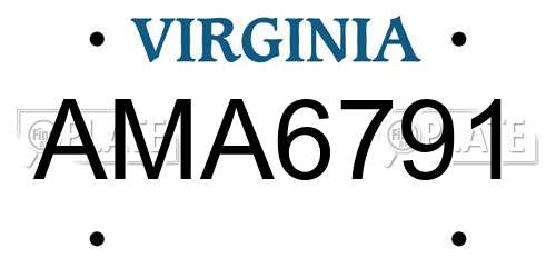 AMA6791 Virginia License Plate