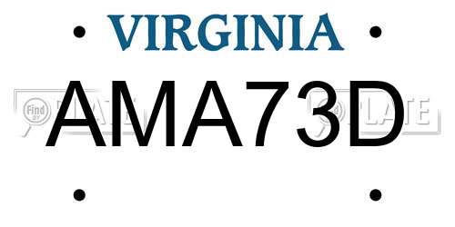 AMA73D Virginia License Plate