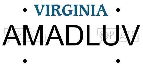 AMADLUV Virginia License Plate