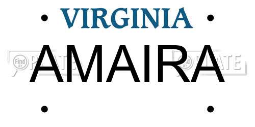 AMAIRA Virginia License Plate