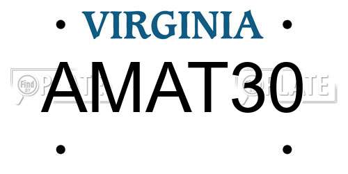AMAT30 Virginia License Plate