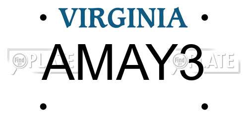 AMAY3 Virginia License Plate