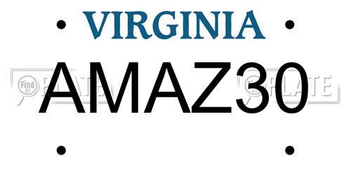 AMAZ30 Virginia License Plate