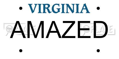 AMAZED Virginia License Plate