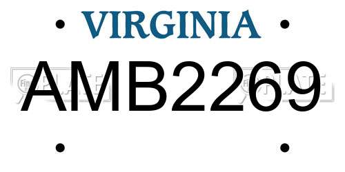 AMB2269 Virginia License Plate