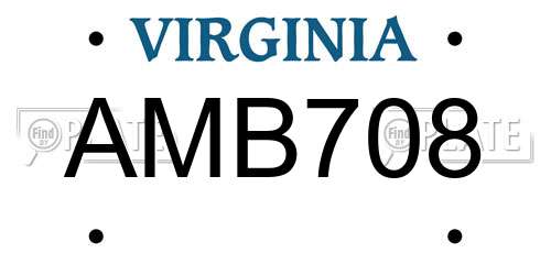 AMB708 Virginia License Plate