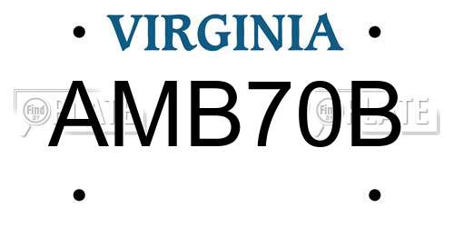 AMB70B Virginia License Plate