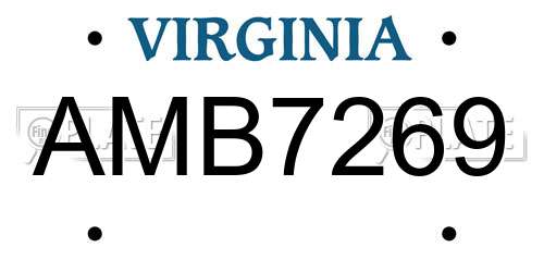 AMB7269 Virginia License Plate