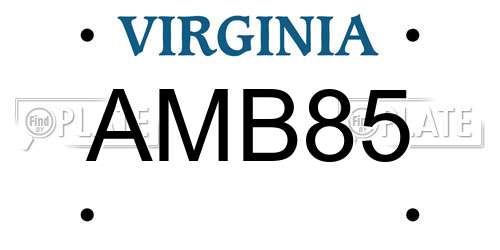 AMB85 Virginia License Plate
