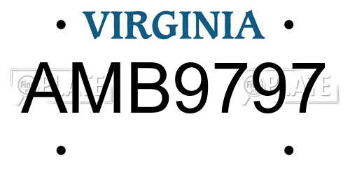 AMB9797 Virginia License Plate