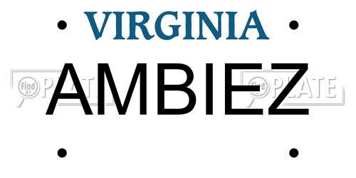 AMBIEZ Virginia License Plate