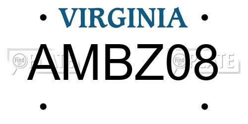 AMBZ08 Virginia License Plate