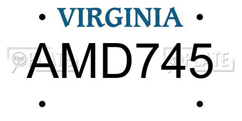 AMD745 Virginia License Plate