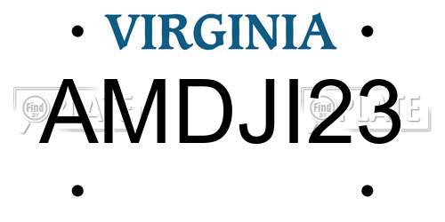 AMDJI23 Virginia License Plate
