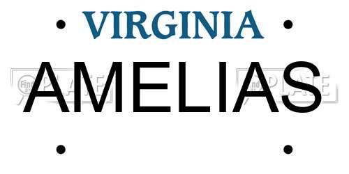 AMELIAS Virginia License Plate