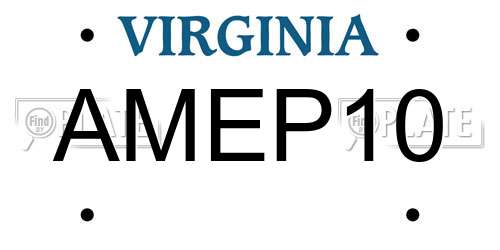 AMEP10 Virginia License Plate