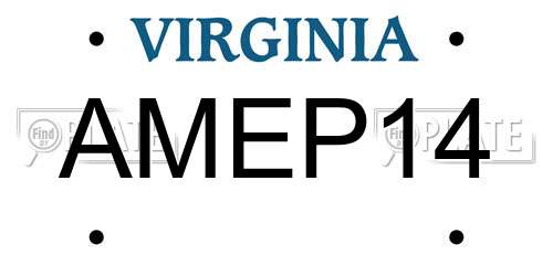 AMEP14 Virginia License Plate
