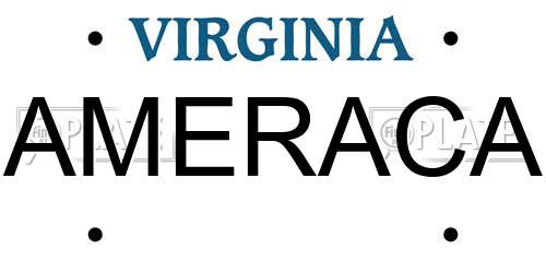 AMERACA Virginia License Plate