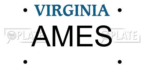 AMES Virginia License Plate