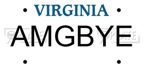 AMGBYE Virginia License Plate