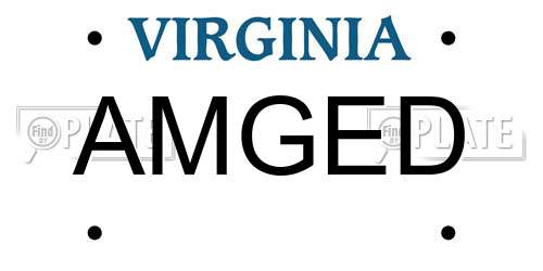 AMGED Virginia License Plate