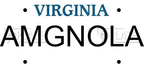 AMGNOLA Virginia License Plate