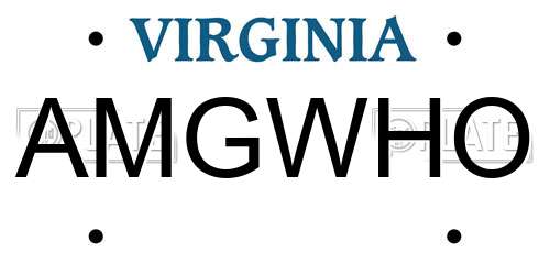 AMGWHO Virginia License Plate