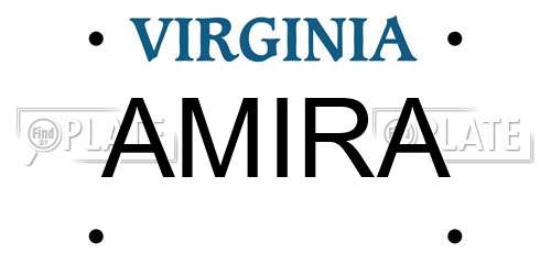 AMIRA Virginia License Plate