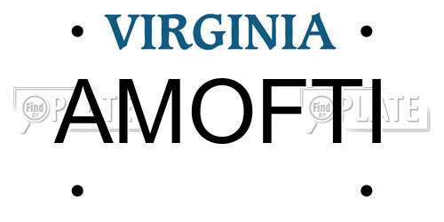 AMOFTI Virginia License Plate
