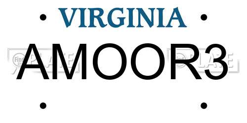 AMOOR3 Virginia License Plate