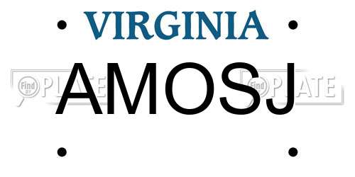 AMOSJ Virginia License Plate